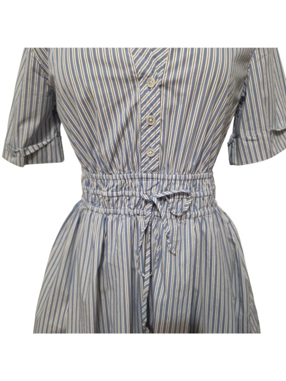 Veronica Beard Susan Stripe Mini Shirtdress Blue Fit Flare Size 8 - Picture 6 of 10